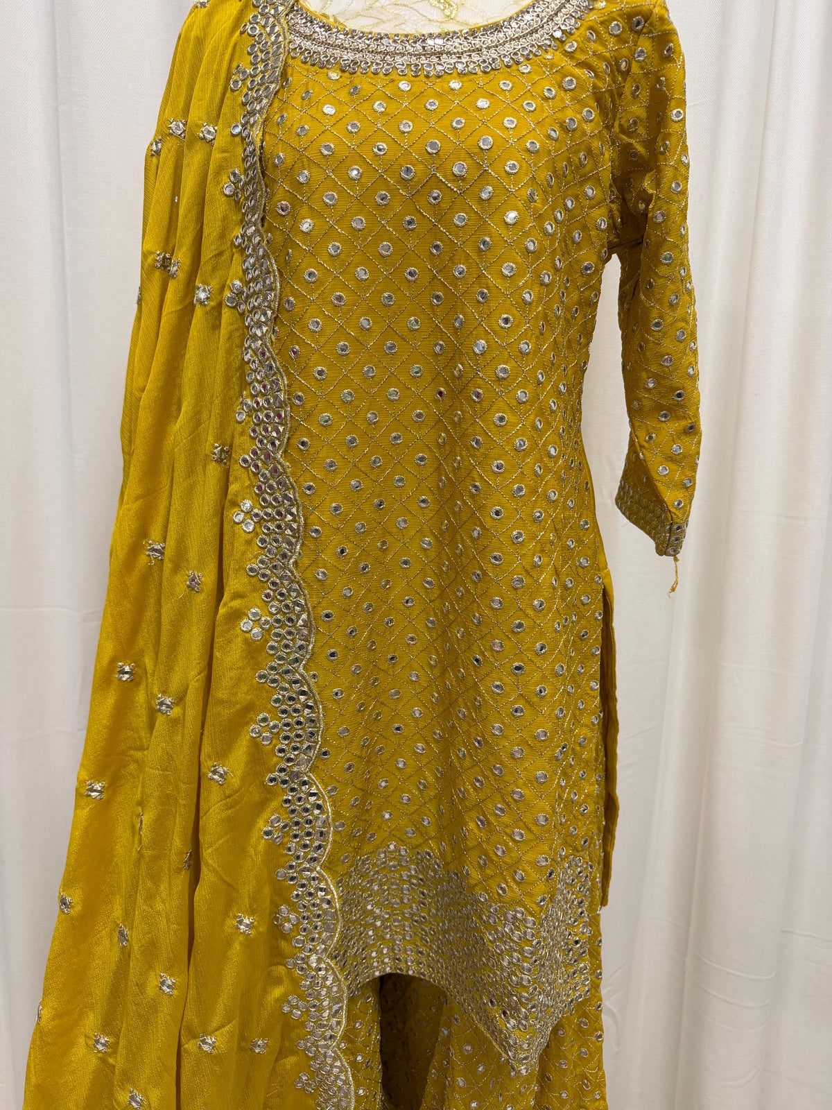 Mustard Chinon Chiffon Suit